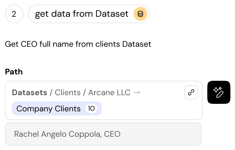 Screenshot of dataset data field