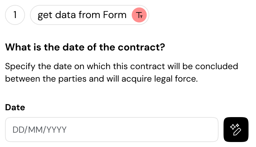 Screenshot of form data field